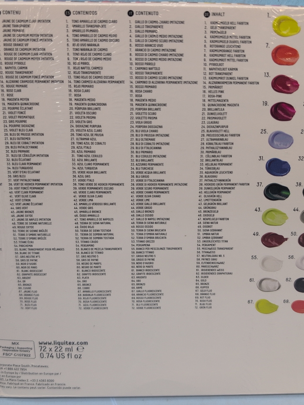 Liquitex Basics Acrylics Assorted Colors Set Of 72 Pc 22ml Tubes - Picture 7 of 10